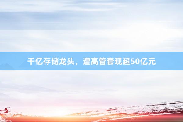 千亿存储龙头，遭高管套现超50亿元
