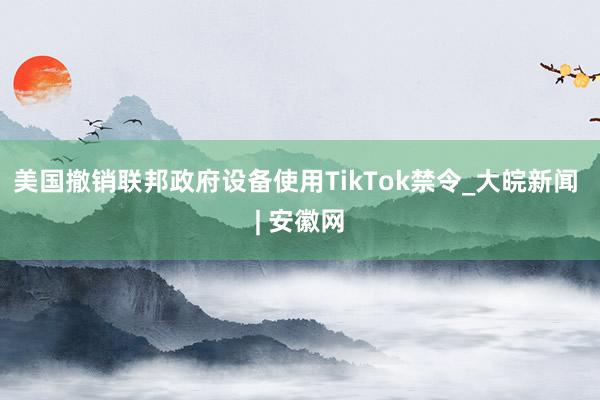 美国撤销联邦政府设备使用TikTok禁令_大皖新闻 | 安徽网