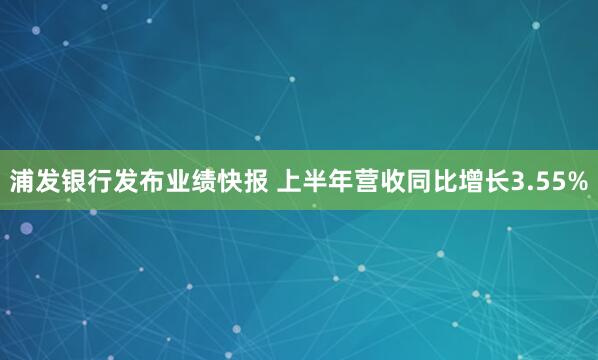 浦发银行发布业绩快报 上半年营收同比增长3.55%