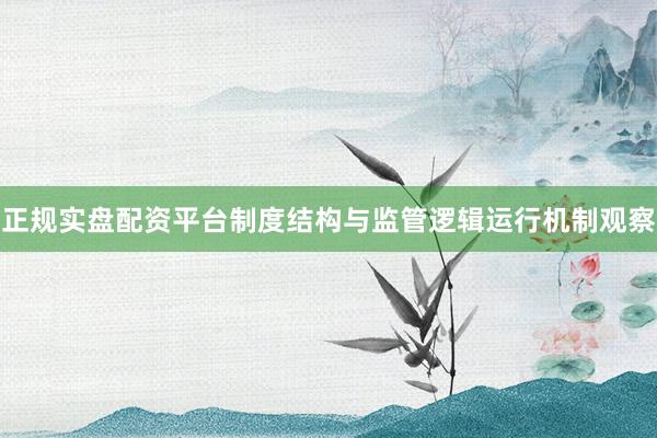 正规实盘配资平台制度结构与监管逻辑运行机制观察