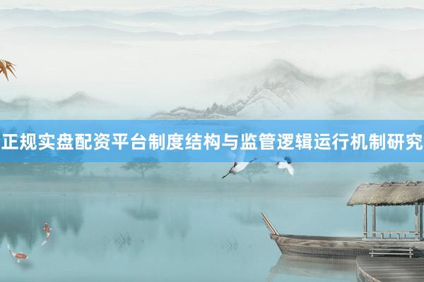 正规实盘配资平台制度结构与监管逻辑运行机制研究