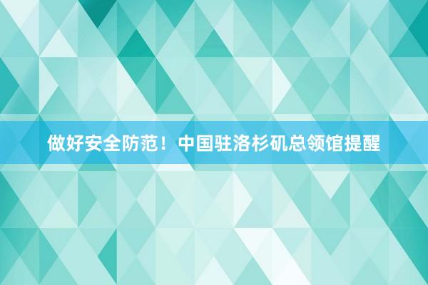 做好安全防范！中国驻洛杉矶总领馆提醒