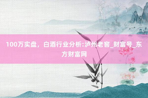 100万实盘，白酒行业分析:泸州老窖_财富号_东方财富网