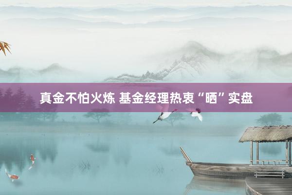 真金不怕火炼 基金经理热衷“晒”实盘