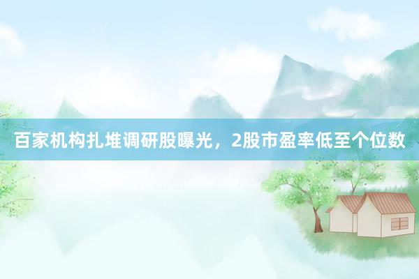 百家机构扎堆调研股曝光，2股市盈率低至个位数