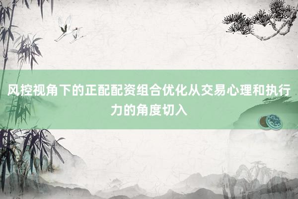 风控视角下的正配配资组合优化从交易心理和执行力的角度切入