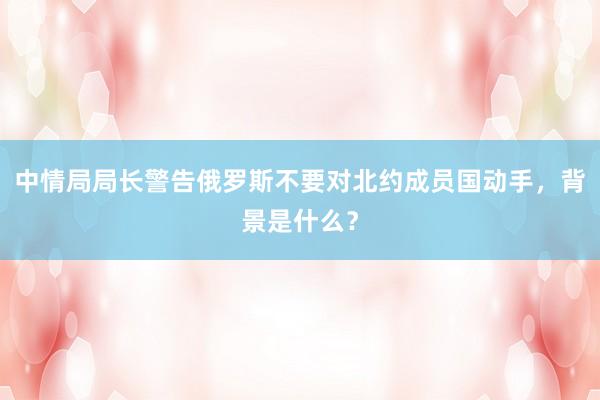 中情局局长警告俄罗斯不要对北约成员国动手，背景是什么？
