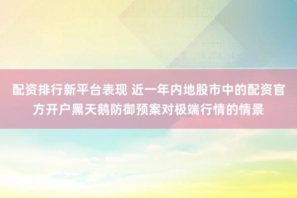 配资排行新平台表现 近一年内地股市中的配资官方开户黑天鹅防御预案对极端行情的情景