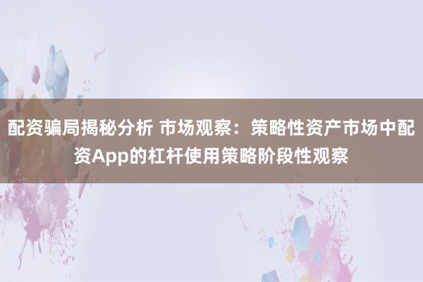 配资骗局揭秘分析 市场观察：策略性资产市场中配资App的杠杆使用策略阶段性观察