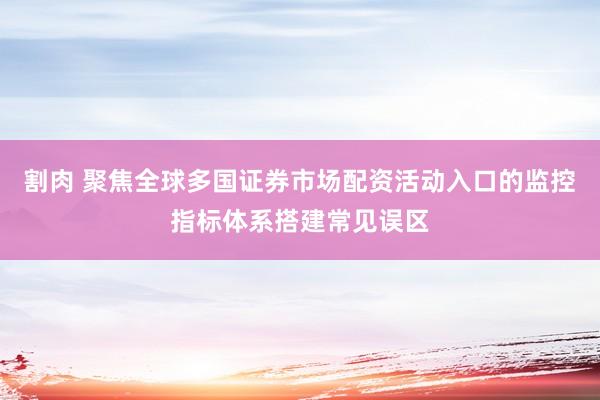 割肉 聚焦全球多国证券市场配资活动入口的监控指标体系搭建常见误区